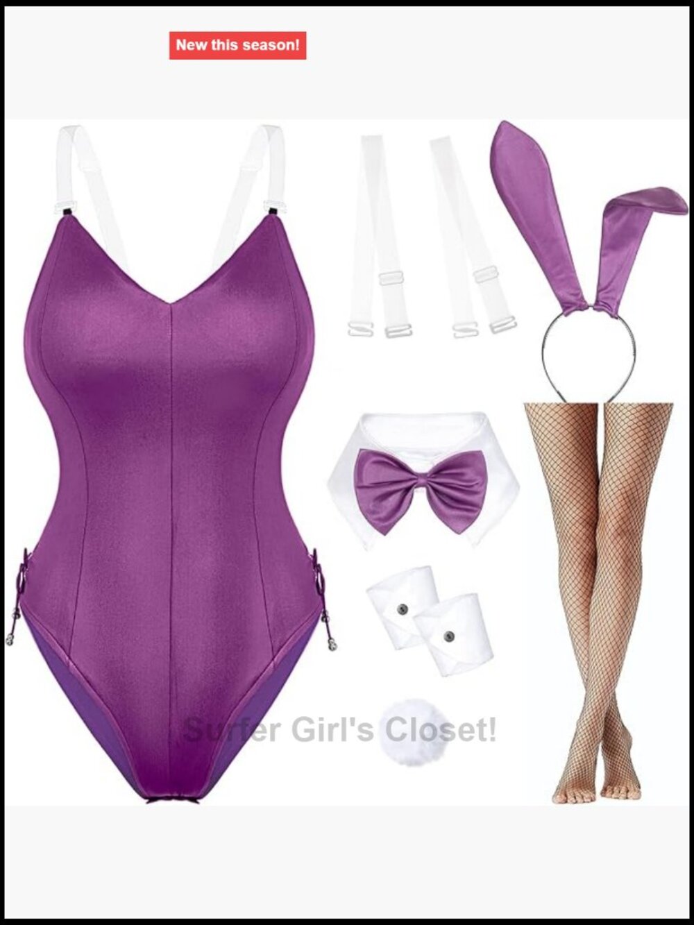 Women's Bunny Cosplay Bodysuit Set with Stockings 7-Piece Costume